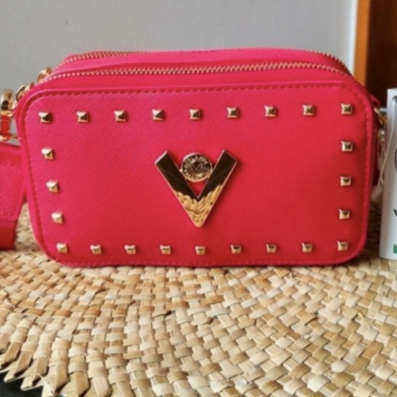 Valentino Handbags - Valentino Hot Pink And Gold Studded Crossbody Camera Bag